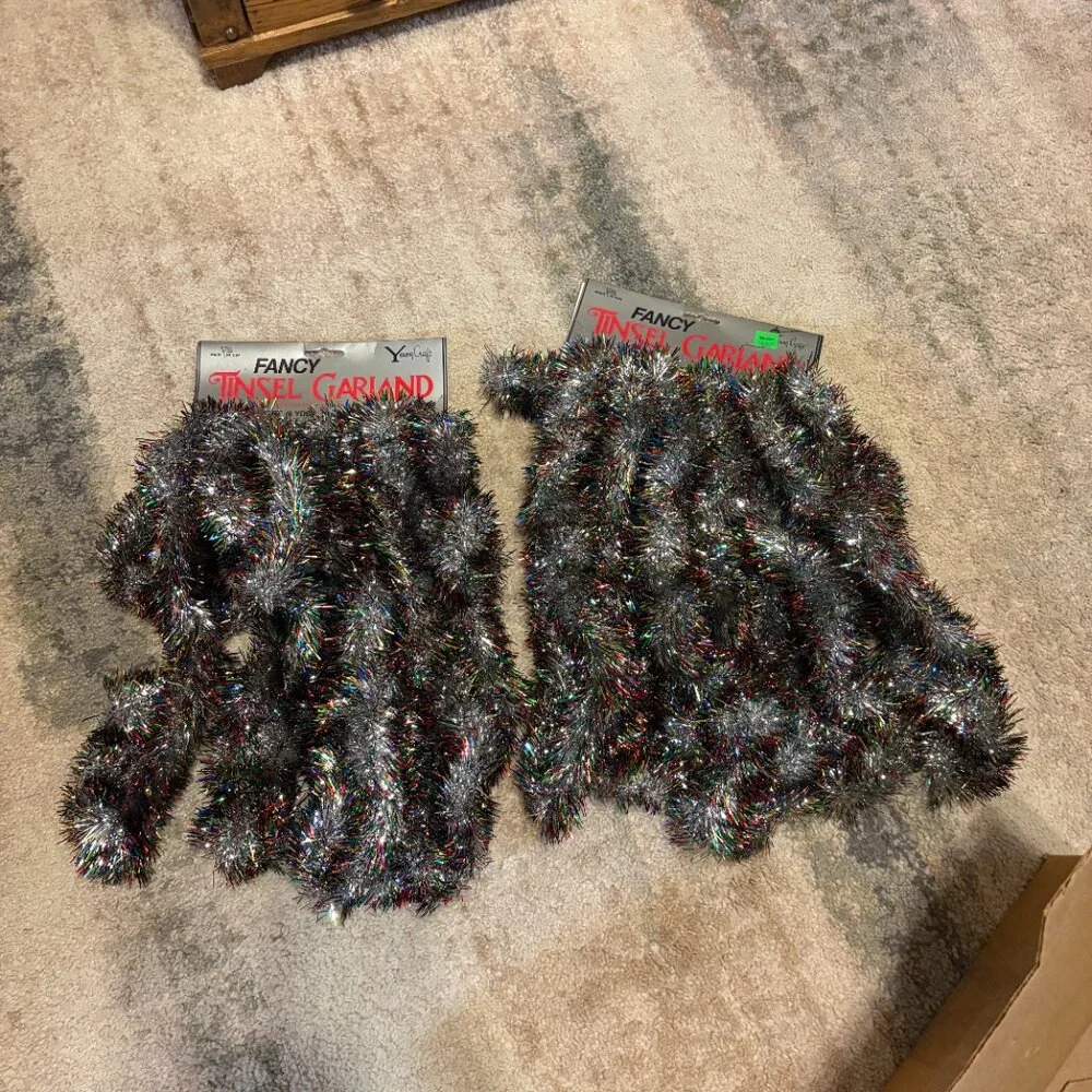 Vintage 1990's Young Craft tinsel Garland lot of two NOS